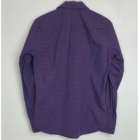 Boss Hugo Boss size S check plaid slim fit shirt blue button front long sleeve - Picture 5 of 11
